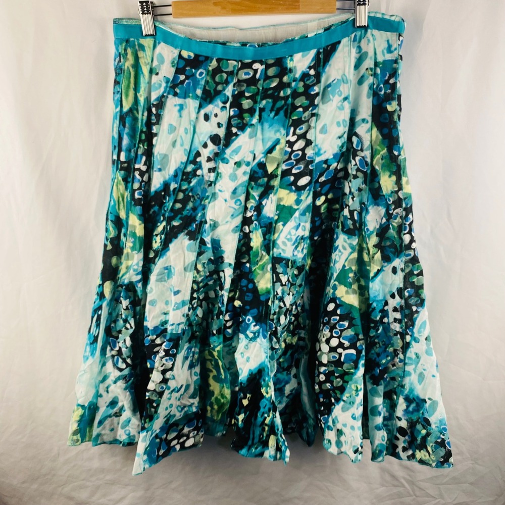 Vintage Y2K Boho Fairy Fairygrunge Cotton Knee Length Flowy Blue Skirt Size‎ 14